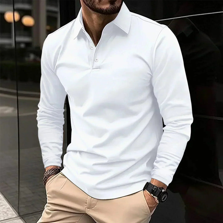Contemporary Long-Sleeve Polo With Modern Fit