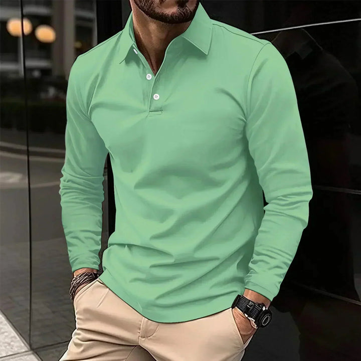 Contemporary Long-Sleeve Polo With Modern Fit