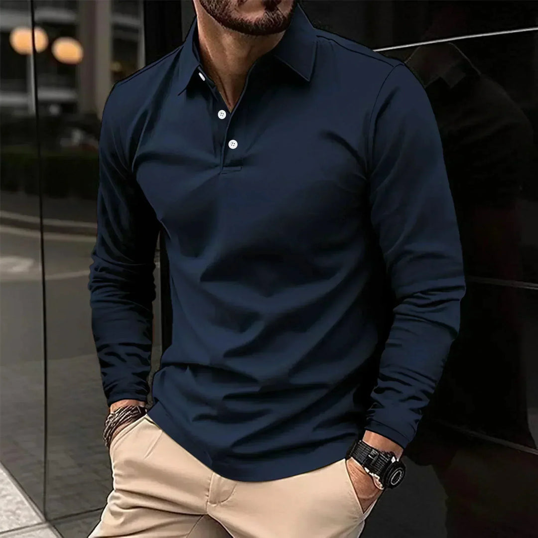 Contemporary Long-Sleeve Polo With Modern Fit
