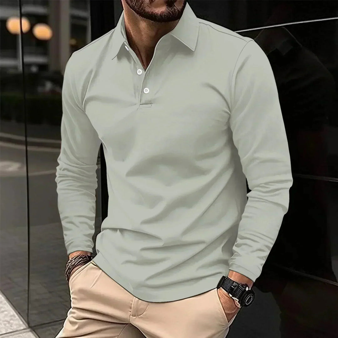 Contemporary Long-Sleeve Polo With Modern Fit